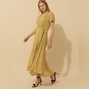 ba&sh Yellow Wrap Midi Dress